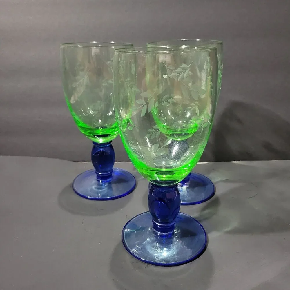 Pfaltzgraff Summer Breeze Green and Blue Iced Tea Goblets Set of 3